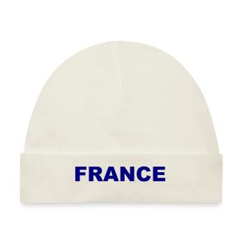 France - Frankreich Schrift - Slogan - Baby Premium Organic Mütze - Naturweiß - Vorne