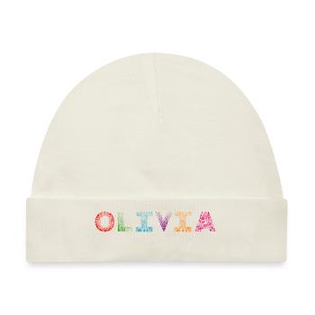 Olivia Briefname - Baby Premium Organic Mütze - Naturweiß - Vorne