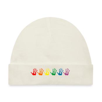 Lgbt Handabdrücke mit Herz, Regenbogen Pride - Baby Premium Organic Mütze - Naturweiß - Vorne