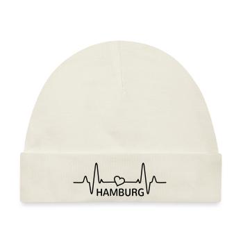 Hamburg Herzschlag Hamburger Geschenkidee Herz EKG - Baby Premium Organic Mütze - Naturweiß - Vorne