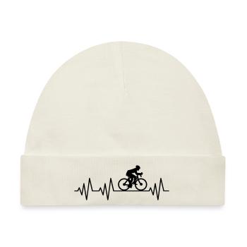 Herzschlag Fahrrad Fahrradfahrer Fahrradfahren - Baby Premium Organic Mütze - Naturweiß - Vorne