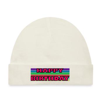 JAHRESTAG. ALLES GUTE ZUM GEBURTSTAG!. ALLES GUTE ZUM GEBURTSTAG!. - Baby Premium Organic Mütze - Naturweiß - Vorne