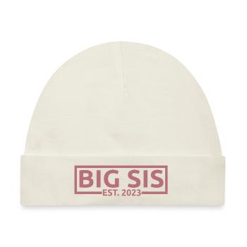 Big Sis Est. 2023 Schwangerschaft zur Big Sister befördert - Baby Premium Organic Mütze - Naturweiß - Vorne