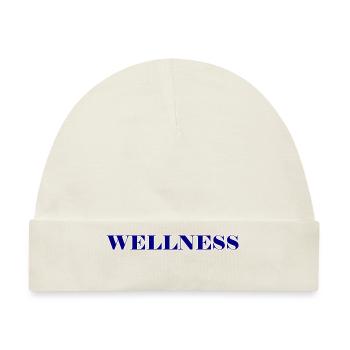 Eleganter Wellness Schriftzug - Baby Premium Organic Mütze - Naturweiß - Vorne
