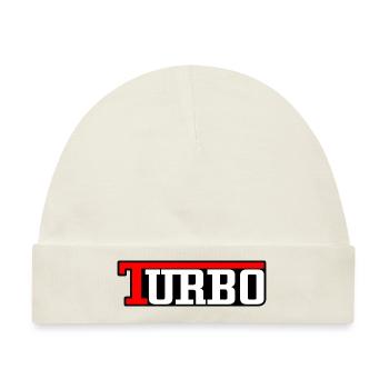 Turbo - Rot, Weiß & Schwarz Turbolader - Baby Premium Organic Mütze - Naturweiß - Vorne