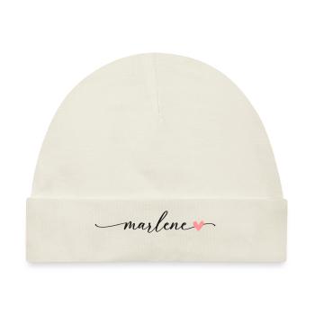 Marlene Name Kalligrafie Schrift - Baby Premium Organic Mütze - Naturweiß - Vorne