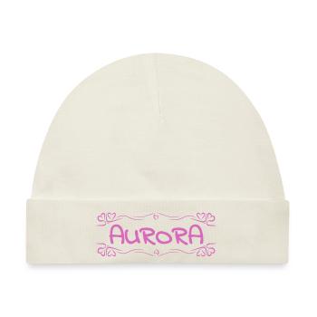 Name Aurora - Baby Premium Organic Mütze - Naturweiß - Vorne