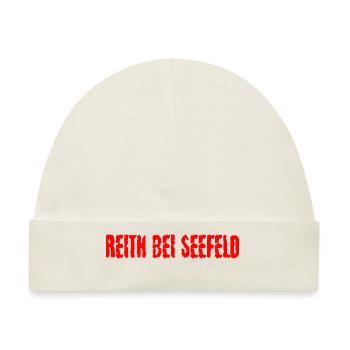 Reith bei Seefeld roter Text - Baby Premium Organic Mütze - Naturweiß - Vorne