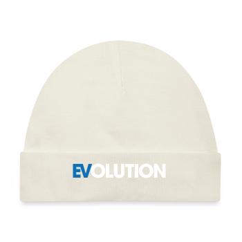 Elektrisch - E Auto - Evolution - Spruch - Baby Premium Organic Mütze - Naturweiß - Vorne