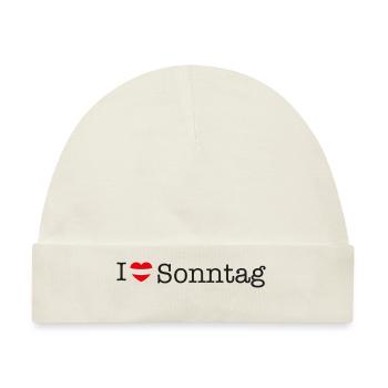I love Sonntag - Baby Premium Organic Mütze - Naturweiß - Vorne