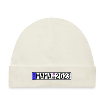 Mama 2023 Mutter werden Nummernschild - Baby Premium Organic Mütze - Naturweiß - Vorne