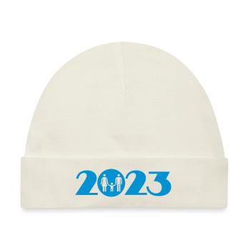 Familie 2023, Familienfest 2023, Geburt 2023 - Baby Premium Organic Mütze - Naturweiß - Vorne