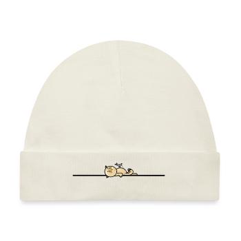 Lustige Katze mit Möwe - Baby Premium Organic Mütze - Naturweiß - Vorne