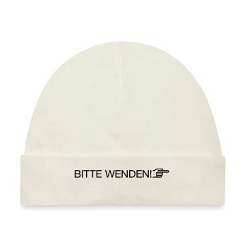 "bitte wenden" - Baby Premium Organic Mütze - Naturweiß - Vorne