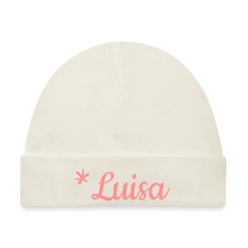 Mädchenname Luisa als Schriftzug auf Babykleidung - Baby Premium Organic Mütze - Naturweiß - Vorne