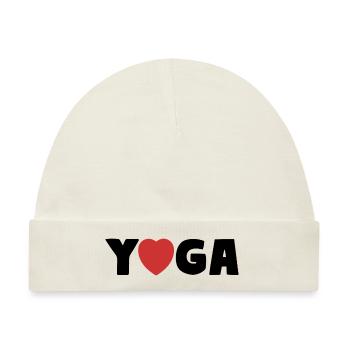 YOGA Herz Asana Liebe - Baby Premium Organic Mütze - Naturweiß - Vorne