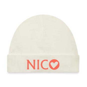 Liebe und Herzen für Nico - Baby Premium Organic Mütze - Naturweiß - Vorne