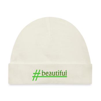 Stylischer Hashtag beautiful - Baby Premium Organic Mütze - Naturweiß - Vorne