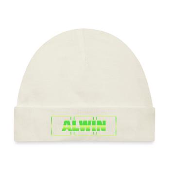 Taufe Taufgeschenk Geschenkidee Vorname Alwin - Baby Premium Organic Mütze - Naturweiß - Vorne