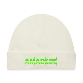 Taufe für Amadeus Geschenkidee Taufgeschenk - Baby Premium Organic Mütze - Naturweiß - Vorne