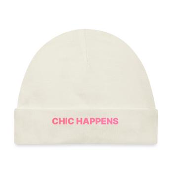 CHIC HAPPENS ROSA - Baby Premium Organic Mütze - Naturweiß - Vorne