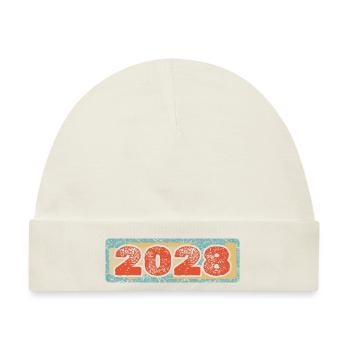 Zahl 2028 - Baby Premium Organic Mütze - Naturweiß - Vorne