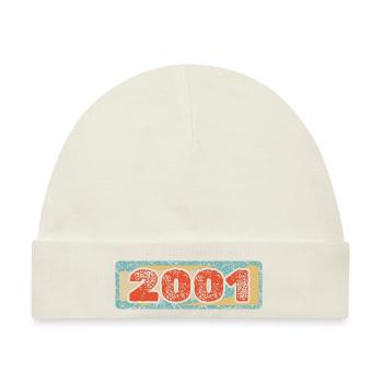 Zahl 2001 - Baby Premium Organic Mütze - Naturweiß - Vorne