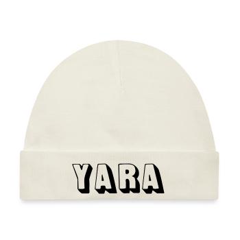 Name - Yara - Baby Premium Organic Mütze - Naturweiß - Vorne