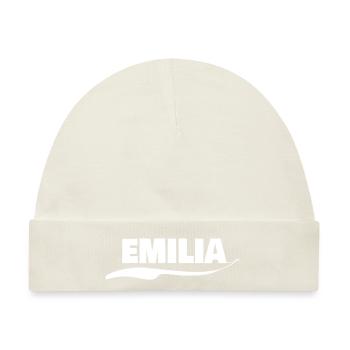 Emilia als Vorname - Baby Premium Organic Mütze - Naturweiß - Vorne