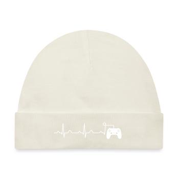 Gamer Heartbeat Gaming Controller Draht - Baby Premium Organic Mütze - Naturweiß - Vorne