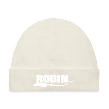 Vorname robin - Baby Premium Organic Mütze - Naturweiß - Vorne
