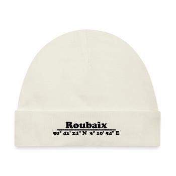 Roubaix Koordinaten - Baby Premium Organic Mütze - Naturweiß - Vorne