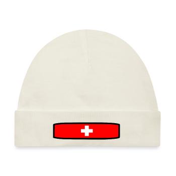 Schweizer Flagge - Baby Premium Organic Mütze - Naturweiß - Vorne