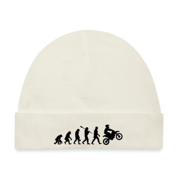 Motocross Motorsport Motorrad Fahrer Evolution Fun - Baby Premium Organic Mütze - Naturweiß - Vorne