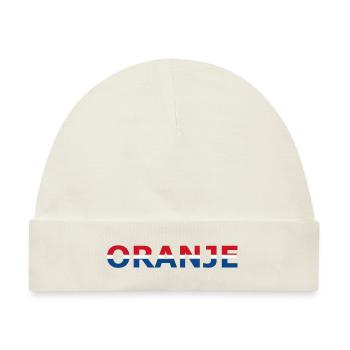 Orange in rot, weiß, blau - Baby Premium Organic Mütze - Naturweiß - Vorne