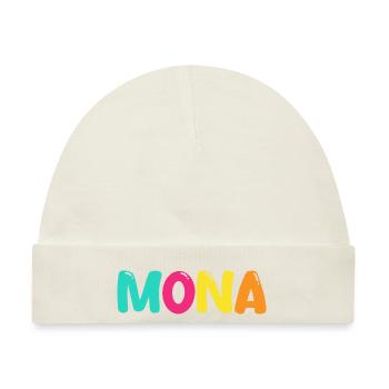 Name - Mona - Baby Premium Organic Mütze - Naturweiß - Vorne