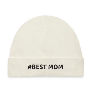 #Best Mom Supermama Mummy Heart - Baby Premium Organic Mütze - Naturweiß - Vorne