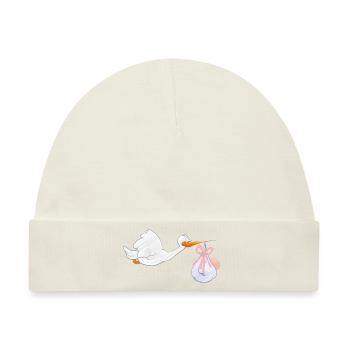 Storch mit Kleinkind - Baby Premium Organic Mütze - Naturweiß - Vorne