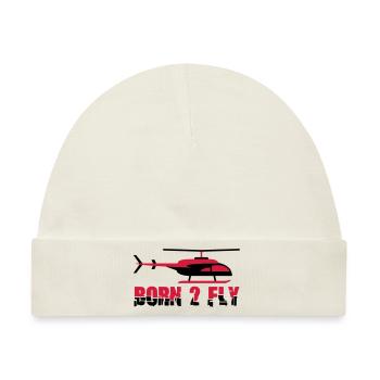 Born to Fly Cool Heli Design - Baby Premium Organic Mütze - Naturweiß - Vorne