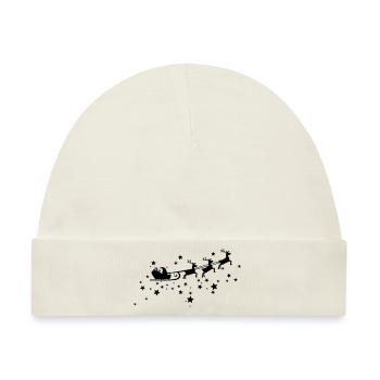 Christkind mit Schlitten am Sternenhimmel - Baby Premium Organic Mütze - Naturweiß - Vorne
