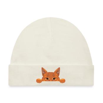 Peeking Ingwer Katze - Baby Premium Organic Mütze - Naturweiß - Vorne