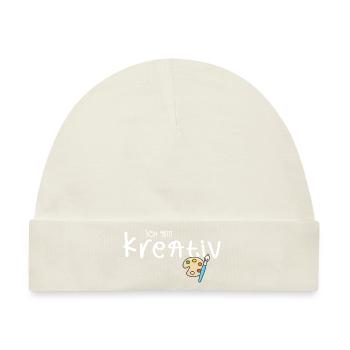 Spruch Ich bin kreativ Farbpalette Pinsel Kinder - Baby Premium Organic Mütze - Naturweiß - Vorne