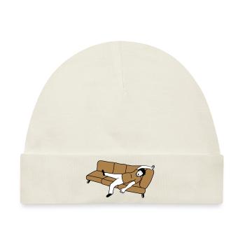 Schlafender Mann Couch - Baby Premium Organic Mütze - Naturweiß - Vorne