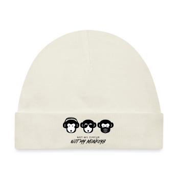 Muniax Monkeys Maske - Baby Premium Organic Mütze - Naturweiß - Vorne