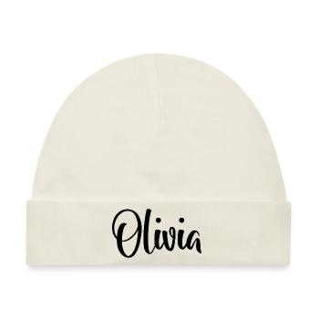 Name - Olivia - Baby Premium Organic Mütze - Naturweiß - Vorne