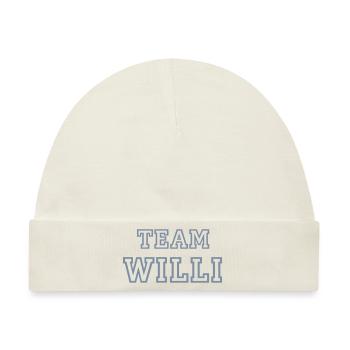 TEAM WILLI Hundename Rüde TeamTrikot - Baby Premium Organic Mütze - Naturweiß - Vorne