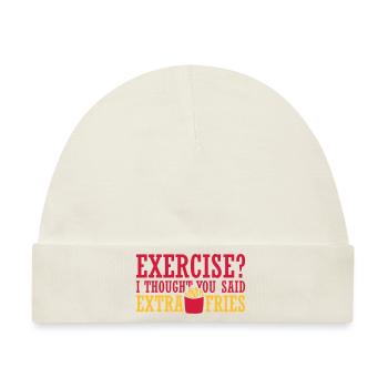 Exercise Extra Fries Zitat - Baby Premium Organic Mütze - Naturweiß - Vorne