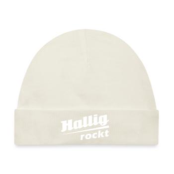 Hallig rockt - Textdesign mit Stadtnamen - Baby Premium Organic Mütze - Naturweiß - Vorne