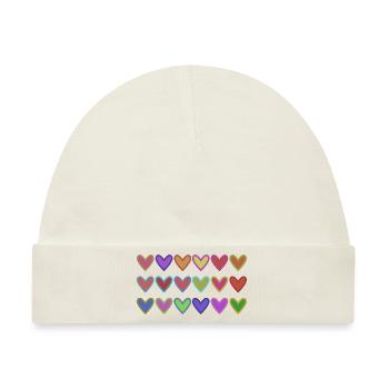 HERZ. HERZ. VALENTINSTAG. LIEBE. LIEBE. HERZ - Baby Premium Organic Mütze - Naturweiß - Vorne