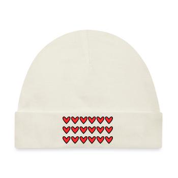 HERZ. HERZ. VALENTINSTAG. LIEBE. LIEBE. HERZ - Baby Premium Organic Mütze - Naturweiß - Vorne